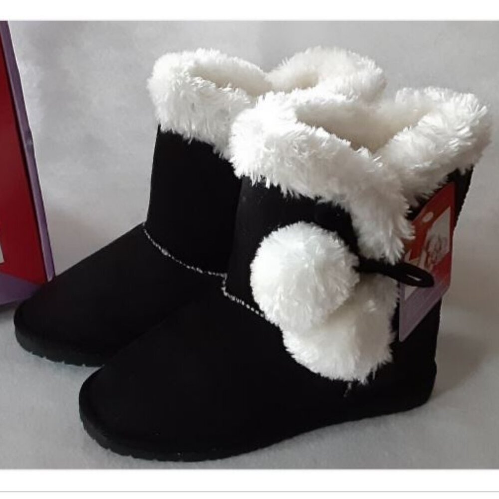 Dawgs Side Tie Boots Black Toddler Kids Girls Lined Slip Resistant NEW 10/11